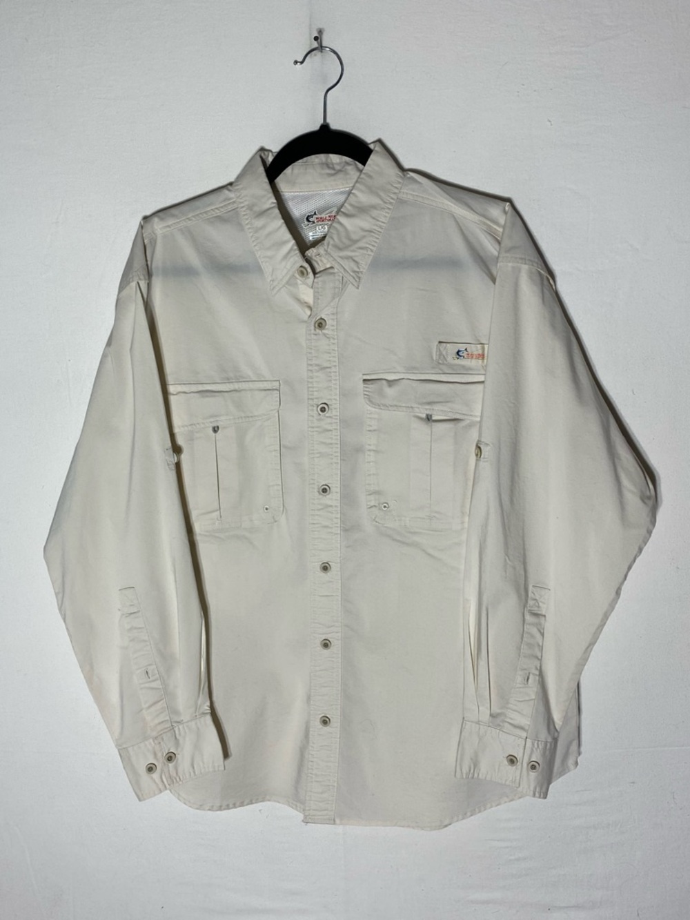 World Wide Sportsman Cream Long Sleeve Vented Fishing Shirt L Gorpcore